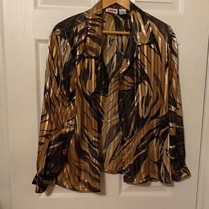 Alia Brown and Gold Button Down Shirt